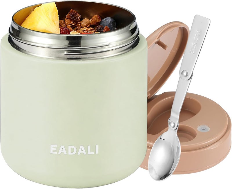 Eadali 15.2oz Kids thermo Food Jar – SUS316 Insulated Lunch Container with Handle & Spoon, Leakproof Wide Mouth Food thermo for Hot & Cold Meals for School Office - Image 1